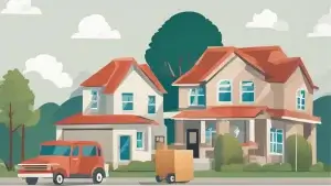 a house with a truck and a box